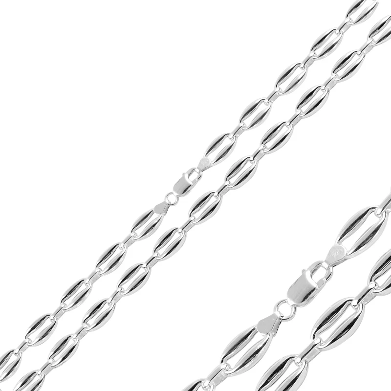 

Silver 925 Set 10mm Oval Hollow Sailor Chain Necklace