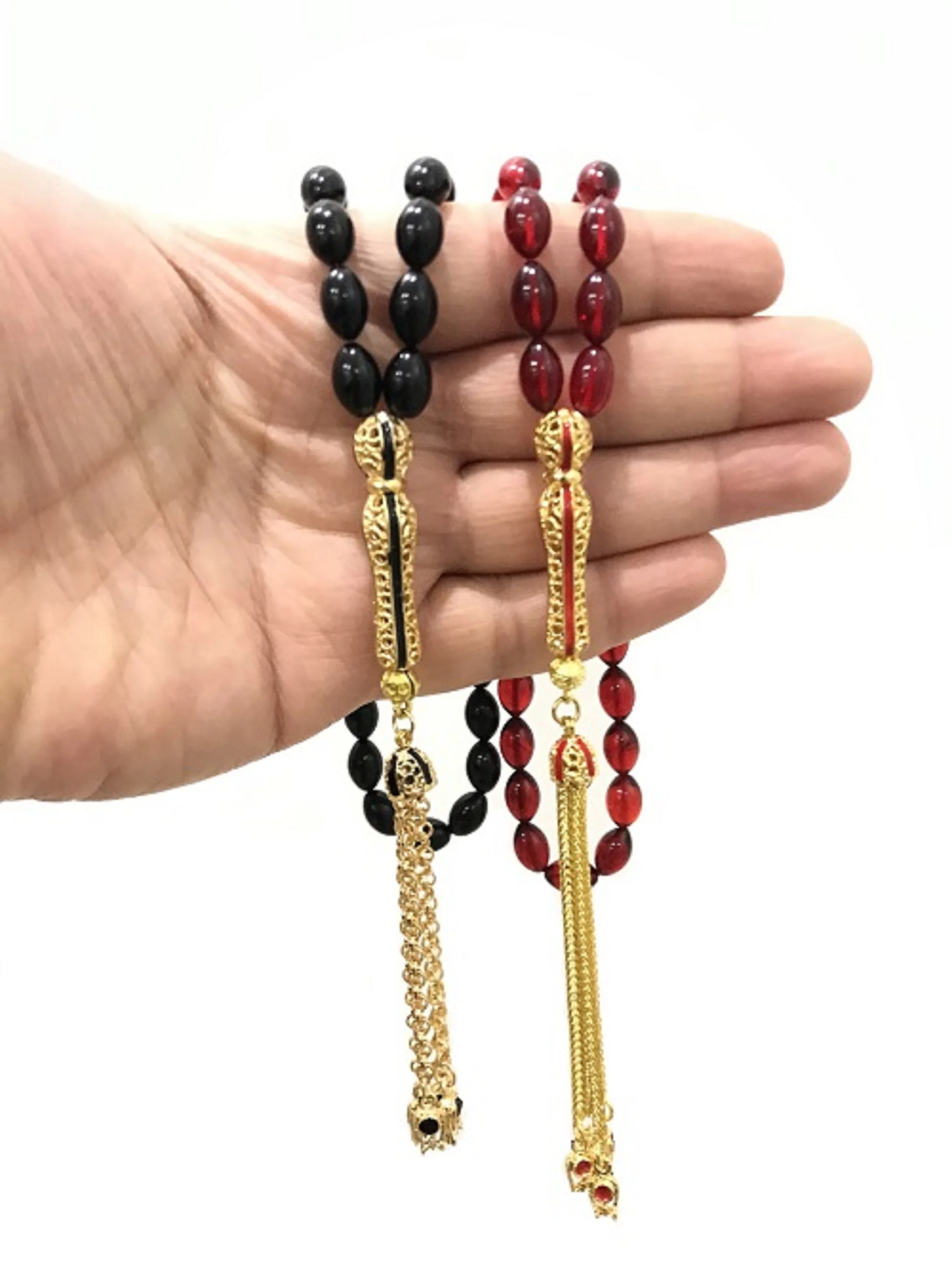 2022 2 Pcs Fire Amber Filigree Tasseled Tasbih Gift Jewelry Accessory Turkish Made Rosary Təsbeh Четки Chapelet 2 Kinds Fashion