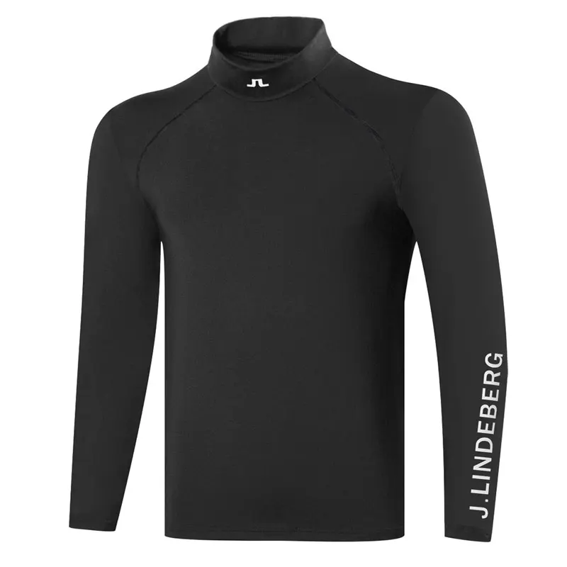 

Spring Autumn Golf Clothes Men JL Long Sleeve T-Shirt Black and white Color Middle Collar Fabric Outdoor Leisure Sports Shirt