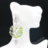 80x34mm awesome long big 17g butterfly london blue topaz green peridot white bright zircon for sister dating silver earrings