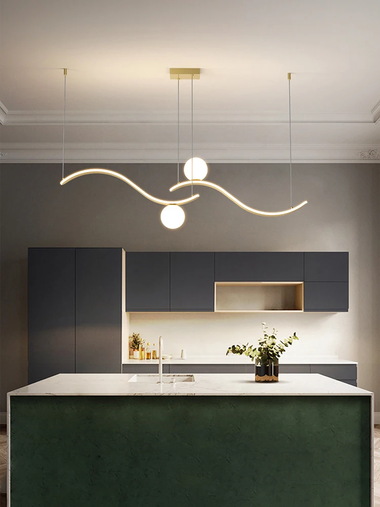 Креативная изогнутая подвесная люстра в скандинавском стиле для столовой кухни