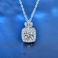 trendy 925 sterling silver 1ct d color vvs1 moissanite perfume bottle necklace women jewelry pass diamond test pendant necklace