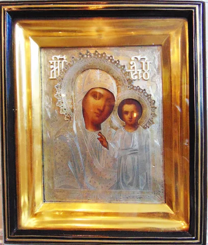 Mother Of God Kazan. Materials. Icon: Wood, gesso, temperature. 14смх17см