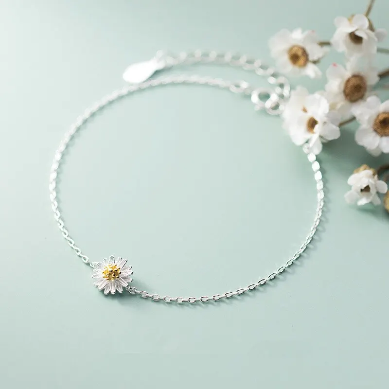 

A00548 Jazaz Real 925 Sterling Silver Darling Daisy Chain Bracelet for Fashion Women Compatible with Jewelry Special Store