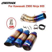 motorcycle exhaust system for kawasaki z900 ninja 900 until 2019 slip on exhaust modified mid link pipe escape 51mm mufflers tip