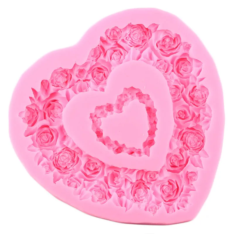 Big Heart Shaped Rose Wreath Silicone Mold DIY Wedding Fondant Molds Cake Decorating Tools Candy Chocolate Gumpaste Resin Moulds |