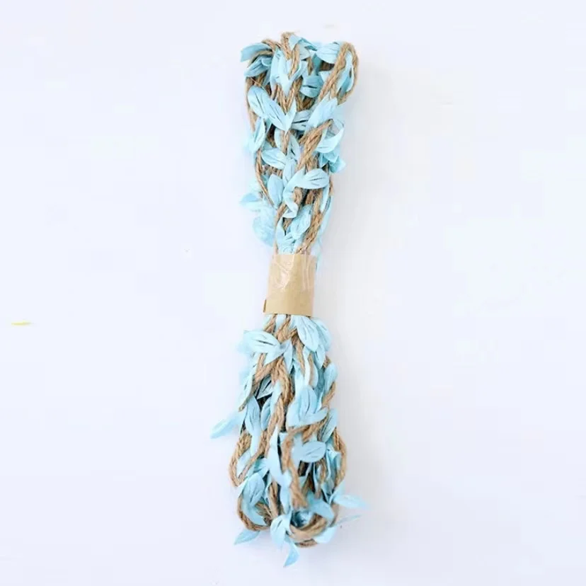 

Handmade Diy Wedding Christmas Party Holiday Color Green Leaves 5mm Artificial Rattan Decorative Rope