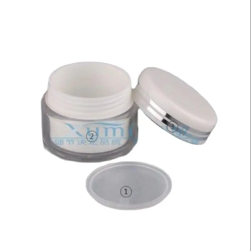 

Wholesale,30G white Cream Jar,Double Layer,Plastic Cosmetic Container,Screw Cap,Empty Makeup Sub-bottling,Sample Mask Canister
