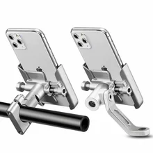 Aluminum Alloy Motorcycle Phone Holder USB Charger Support Rearview Mirror Mobile Moto Holder For GPS Bike Handlebar Holder 2021