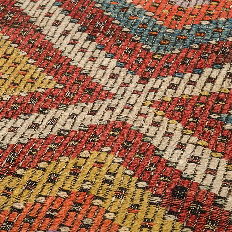 Желтые бриллианты ковер килим 8x5 вышитые Винтаж геометрической формы в