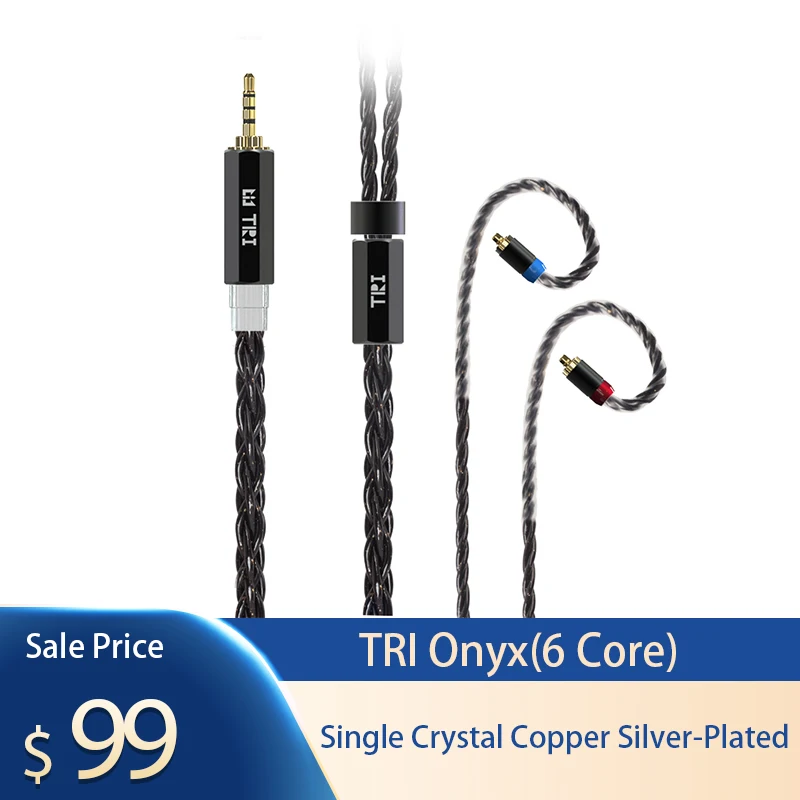 

TRI Onyx 6 Core 6N Single Crystal Copper Silver-Plated Wired Earbuds Bass Earphone Cable Gaming Headphone TRI Meteor IEM TK2 AMP