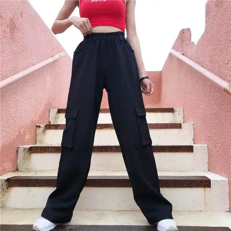 Женские брюки-карго NiceMix в Корейском стиле Модные свободные прямые широкие штаны