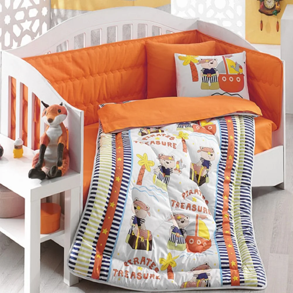 PIRATE Infant Baby Crib Bedding Bumper Set For Boy Girl Nursery Cartoon Animal Baby Soft Antiallergic 100% COTTON Made in Turkey
