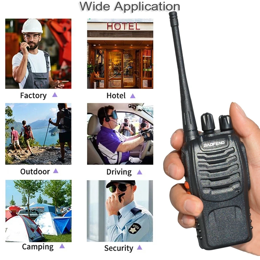 4/2/1PCS Walkie Talkie BF-888S 5W Ham Two-way radio set UHF 400-470MHz 16CH Walkie-talkie Transceiver USB Charger