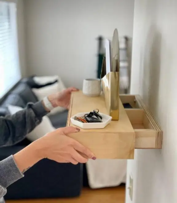 WALL SHELF, WITH HIDDEN COMPARTMENT