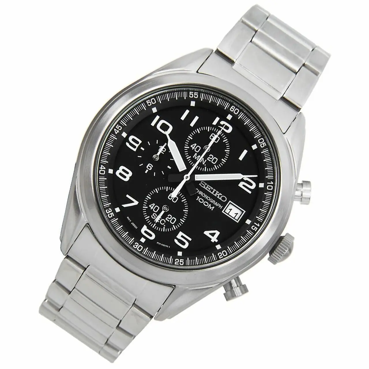 Seiko Neosports SSB269P1 черный Циферблат 45 мм стальной ремешок 100 м водонепроницаемые