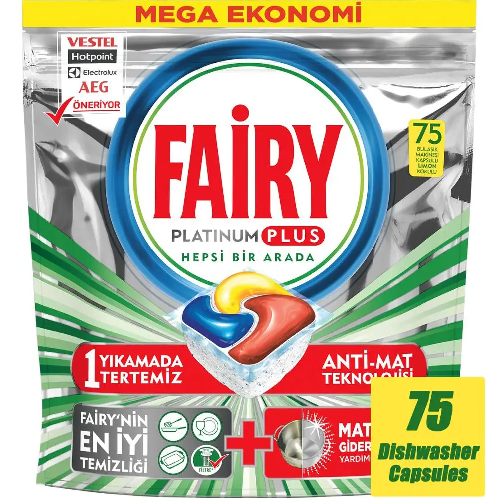 

Fairy Platinum Plus Dishwasher Capsules Tablets Dish Tabs Detergent Cleaner Pods Cleaning Dishwashing Concentrate Original