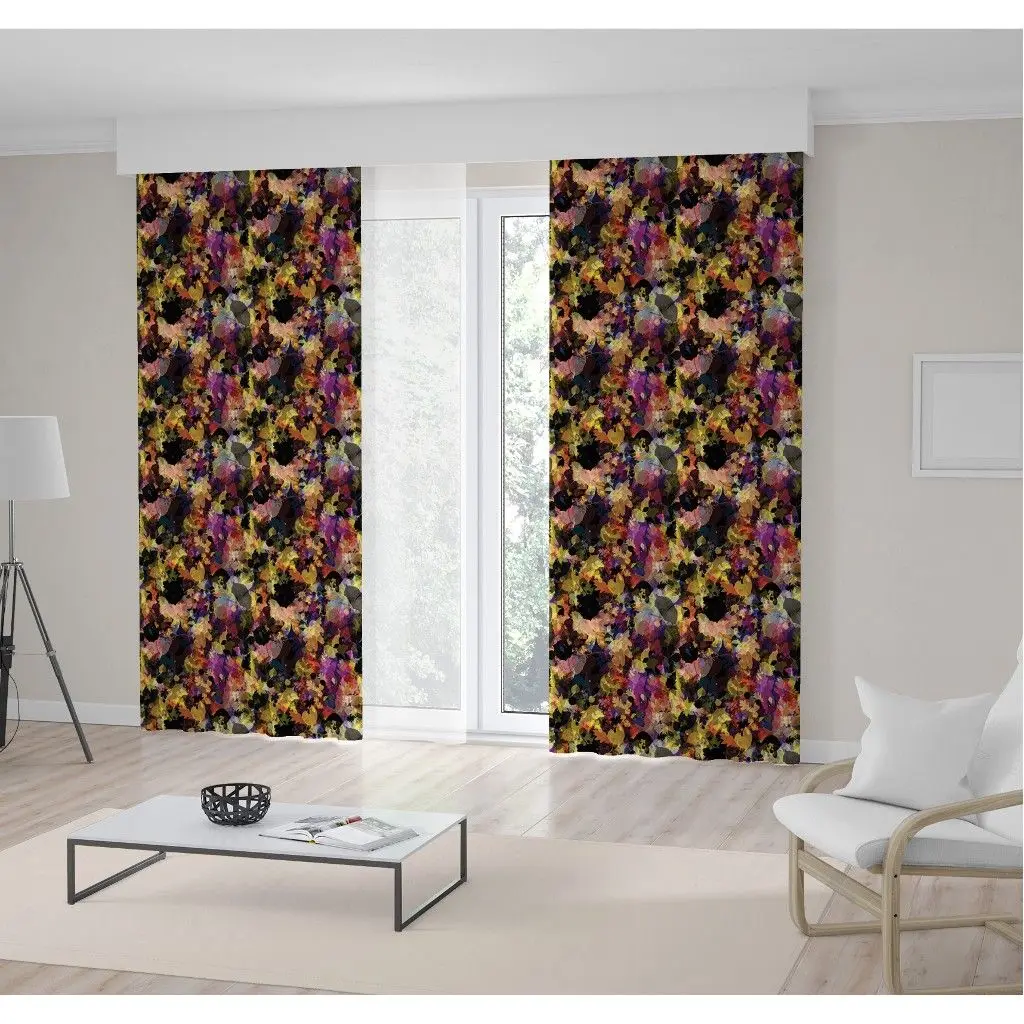 

Curtain Colorful Leaves of Trees and Shrubs Yellow Purple Sunbeams Nature Theme Artwork Printed