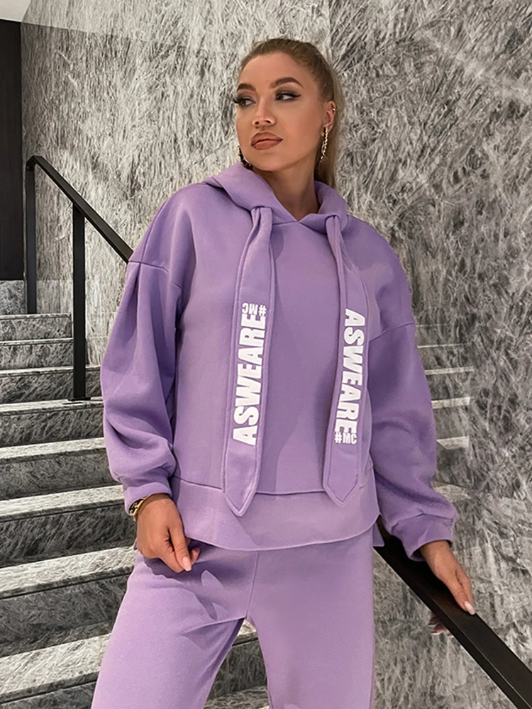 Женский флисовый спортивный костюм Glamaker с эластичной высокой талией |