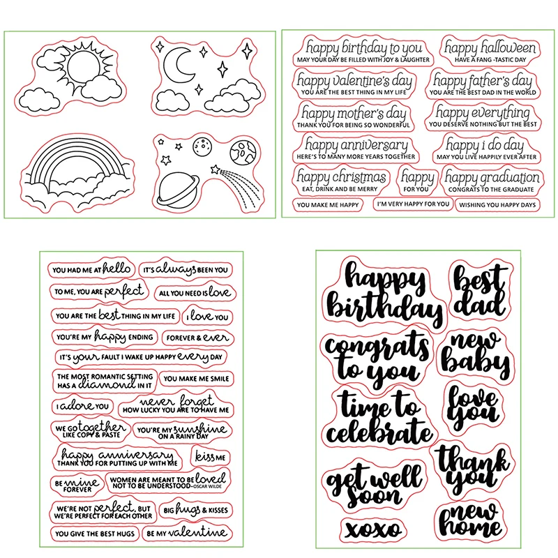 Солнечная пасмурная луна буквы космические прозрачные марки для рукоделия