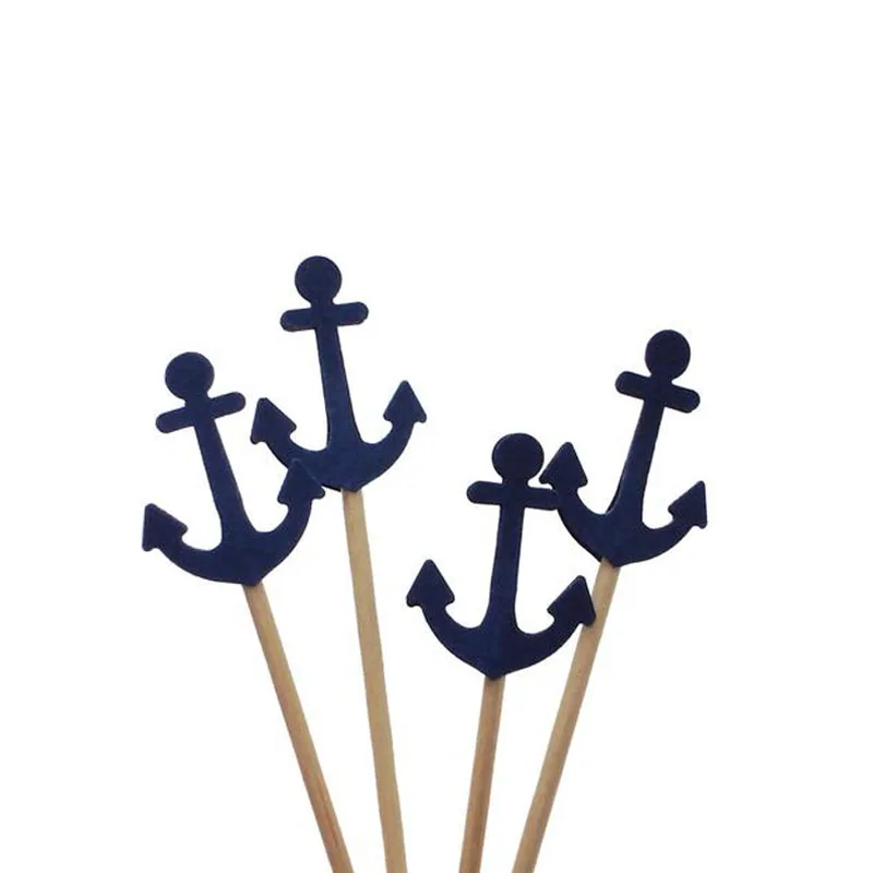 

Nautical Navy Blue Anchor Cupcake Toppers Baby Shower Decor Wedding Cupcake Topper Nautical Party Decoration-set of 24