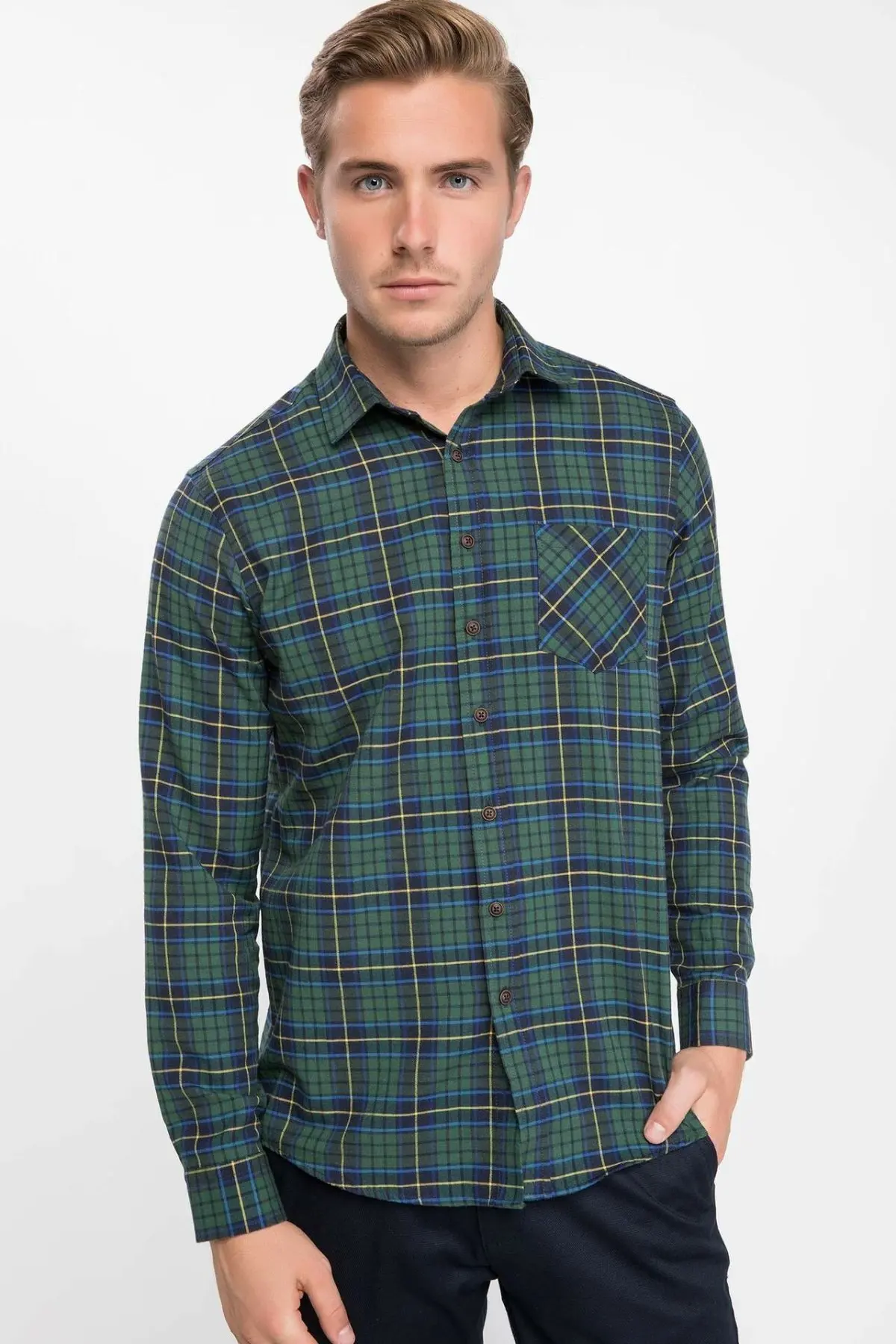 DeFacto брендовая модная мужская рубашка с коротким рукавом Мужская Повседневная