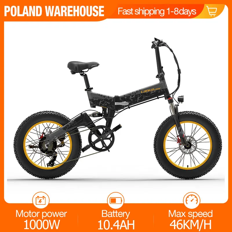 Günstig Lankeleisi X3000PLUS Elektrische Fahrrad 20 Zoll Off Road 1000W 10,4 AH Elektrische E-bike 48V 46 KM/H Faltbare Fett Reifen Mountainbike