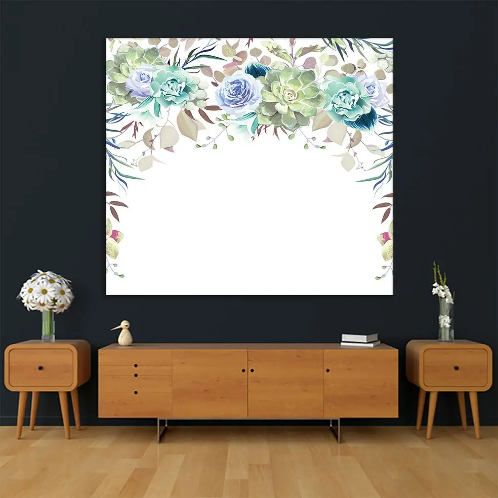 Гобеленовая гирлянда рамка из роз цветы листья суккуленты ягоды цветочный