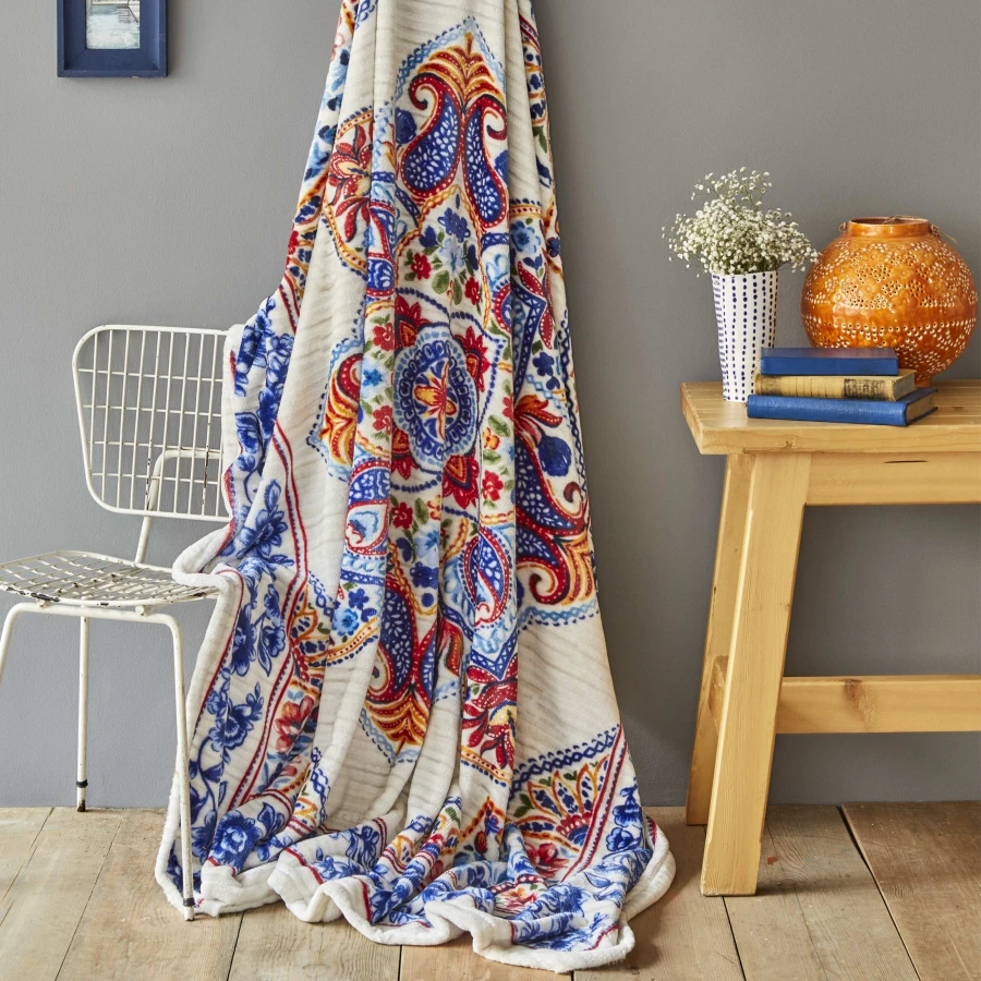 

Karaca Home Leony Blue Double Wellsoft Blanket