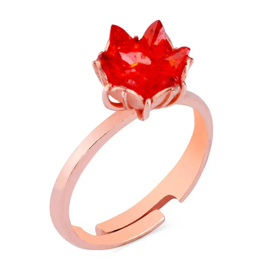 

Женское кольцо с цветком Красного лотоса, регулируемое кольцо из стерлингового серебра 925 пробы в турецком стиле, ручная работа, высшее каче...