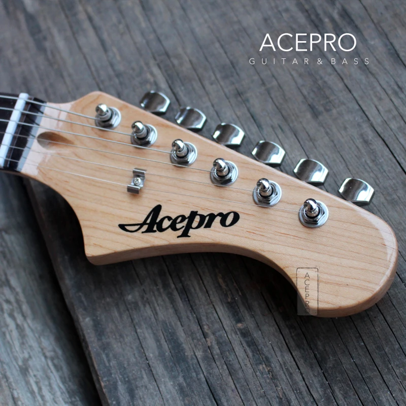 New Arrive Acepro LED Light Electric Guitar Acrylic Body Blue Transparent Pickguard &amp Knobs 3 Single Pickups Maple neck | Спорт и