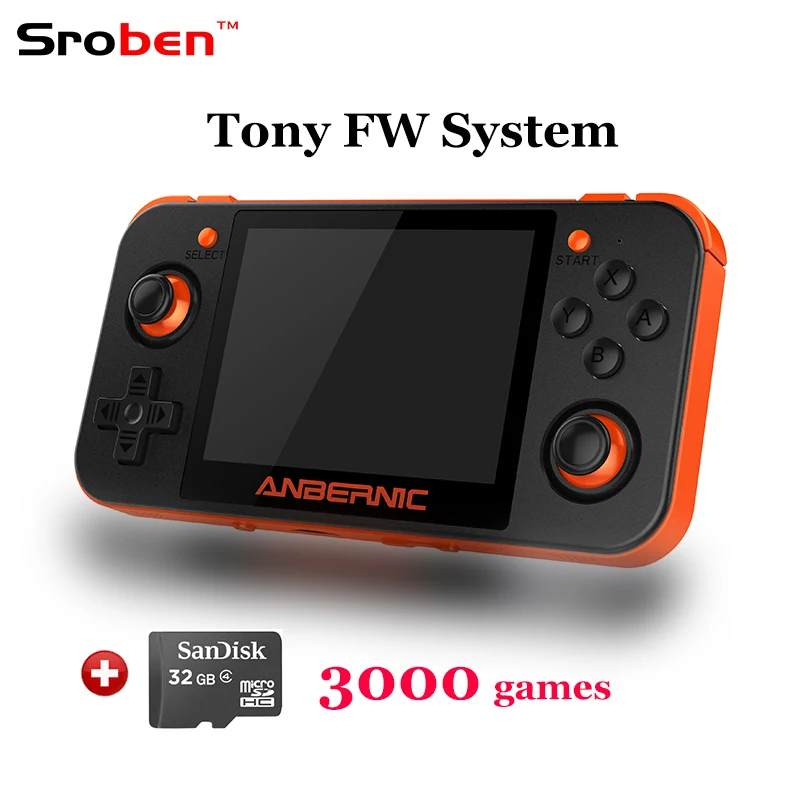 Портативная игровая консоль Anbernic RG350 3 5 дюйма IPS экран система Tony FW 32 ГБ TF карты 3000