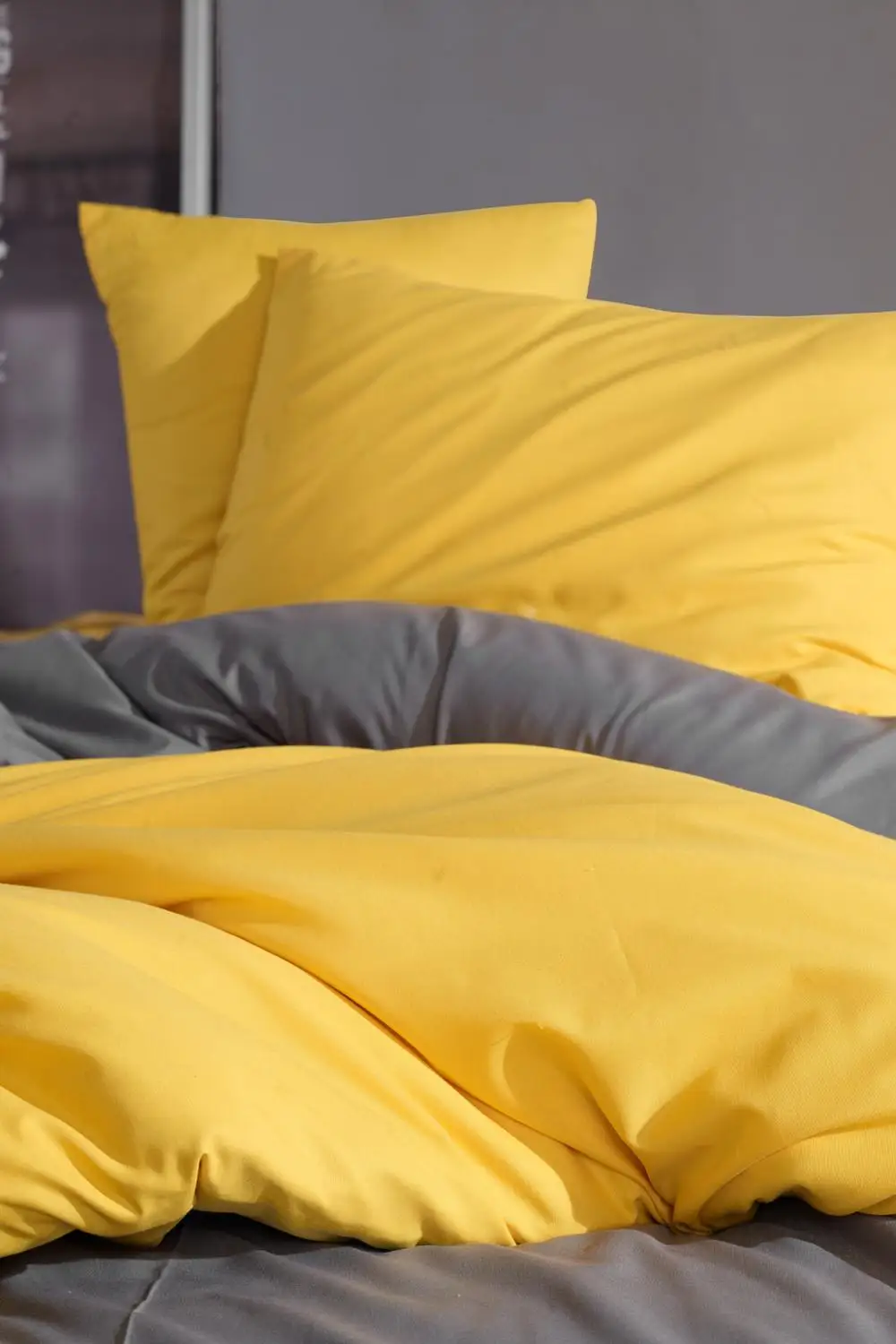 

Yellow&Grey Luxury Solid Bed Linen Cotton Set Ranforce Bedding Set Twin/Full/Queen/King Size 3/4/5 pcs Bed Sheet Duvet Cover Set