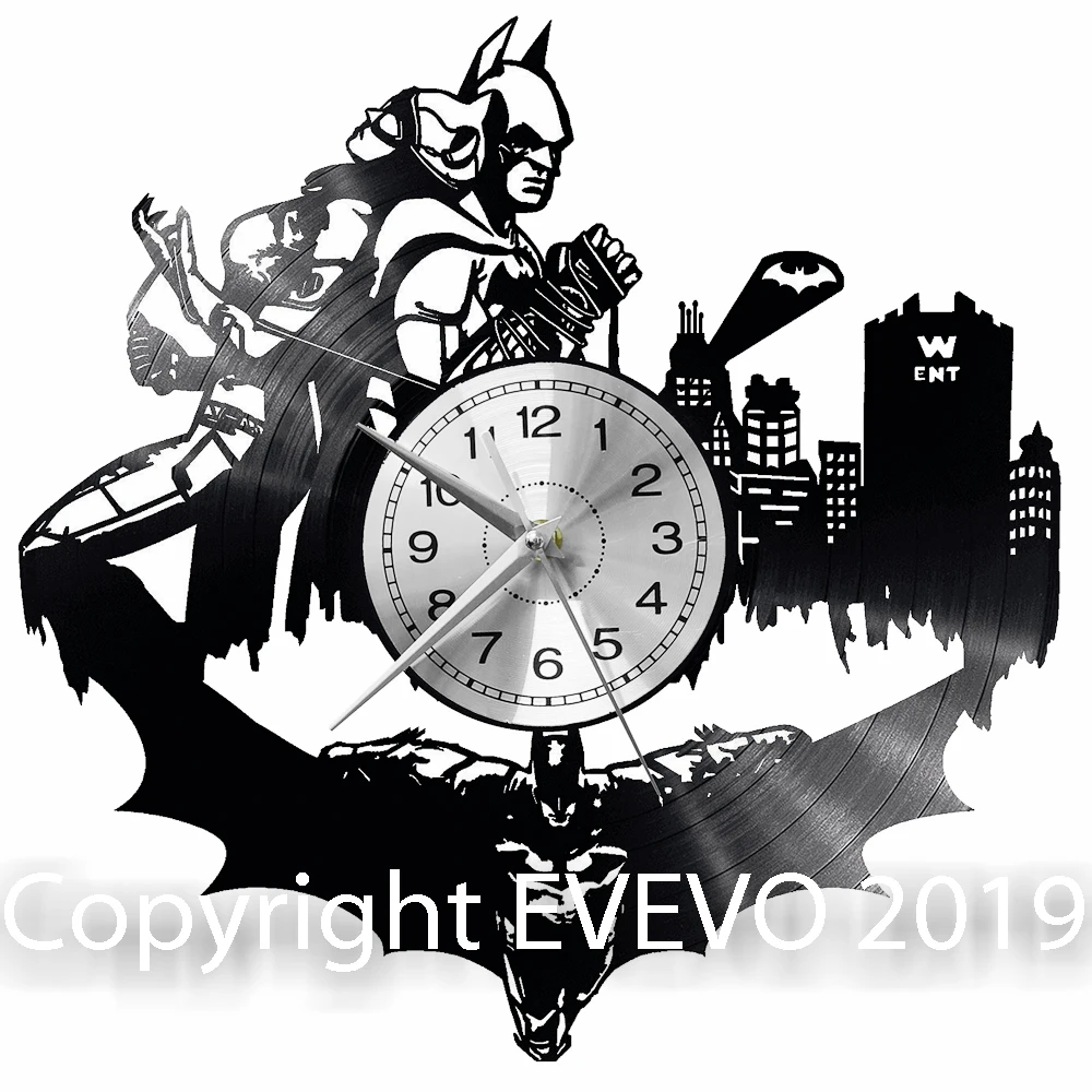 Бэтмен настенные часы Виниловая пластинка Ретро ручной работы винтажный подарок