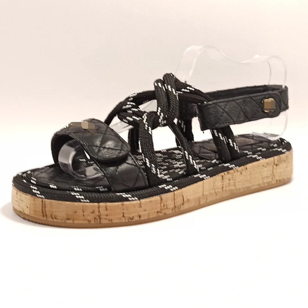 

Women Luxury Black Platform Sandals Spring Summer Slippers New Fashion Comfy Slip On Genuine Leather Beach Gladiator Shoes