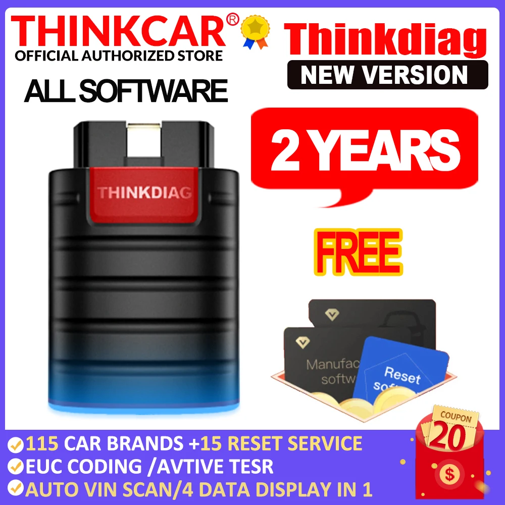 THINKCAR Thinkdiag Full Software 2 Years Free Update 15 Service Bluetooth-compatible Android IOS OBD2 Scanner Diagnostic Tool | Автомобили