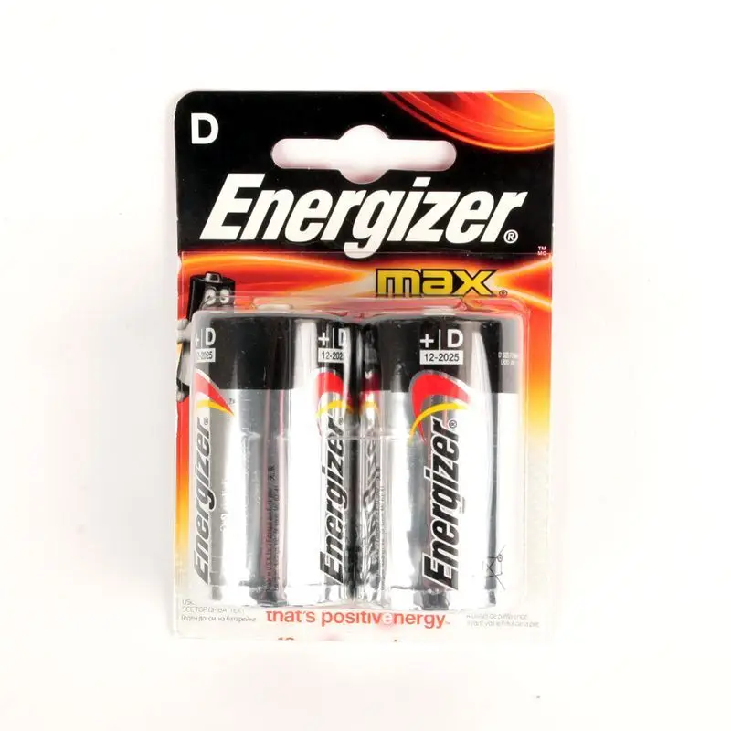 Батарейки Energizer типа D/LR20 (большие) щелочные 1.5 вольта 2 шт. в упаковке | Электроника
