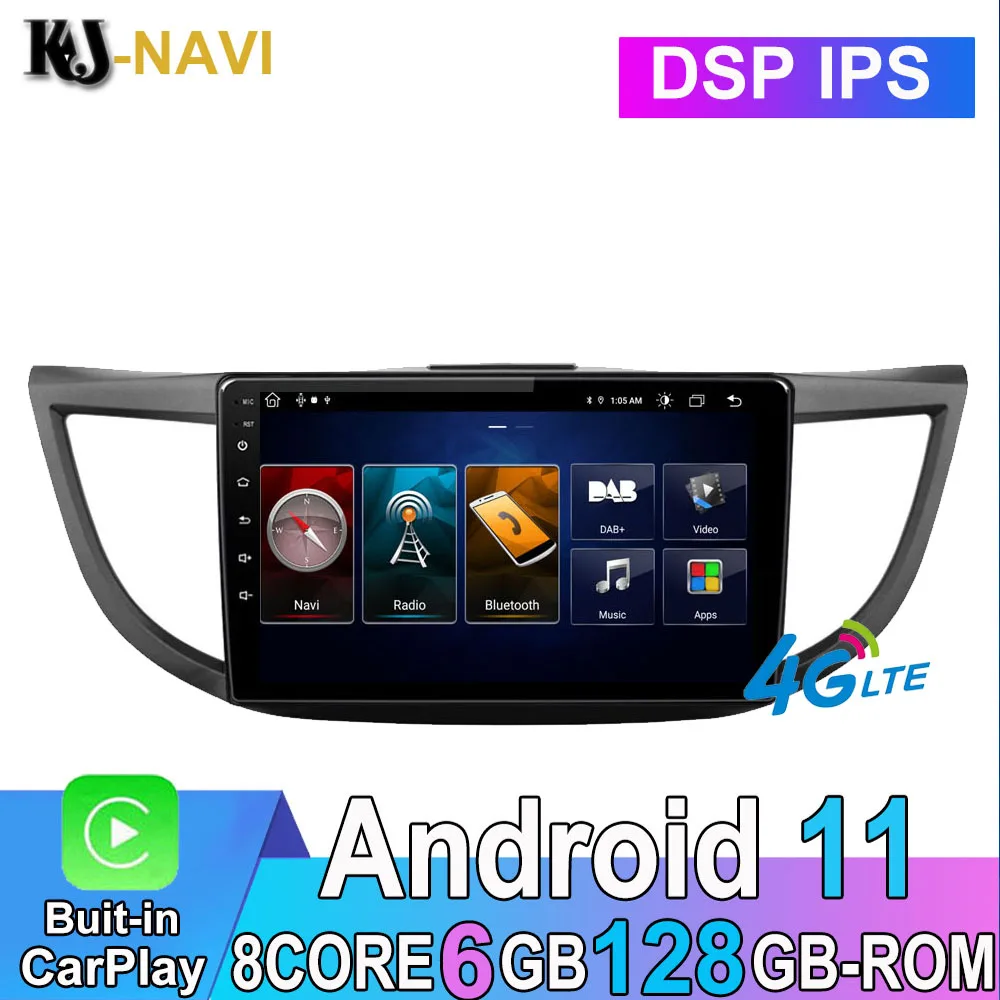 

9 "Carplay DSP RDS Android 11 передний бампер автомобиля радио Multimidia видео плеер навигации GPS для Хонда сrv CR-V 4 RM RE 2011 - 2018 4G + WiFi