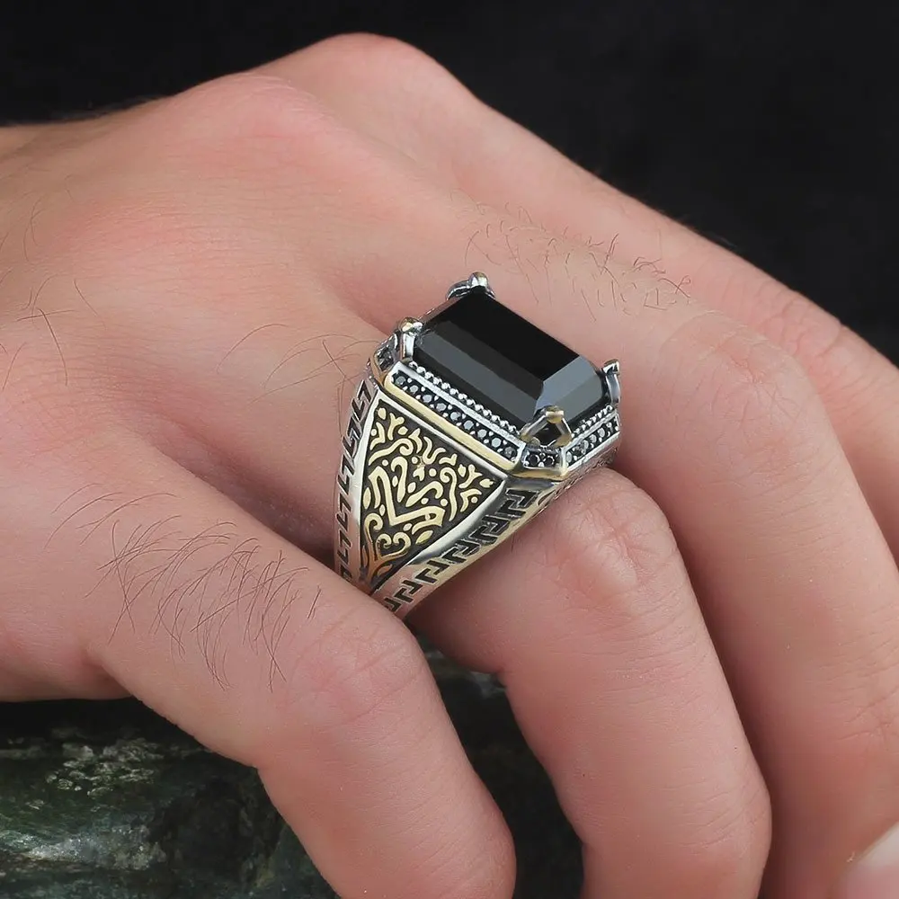 925 Sterling Silver Ring with gemstone, handmade ring men silver, style ring men, new fashion ring, custom made ring, gemstone ring