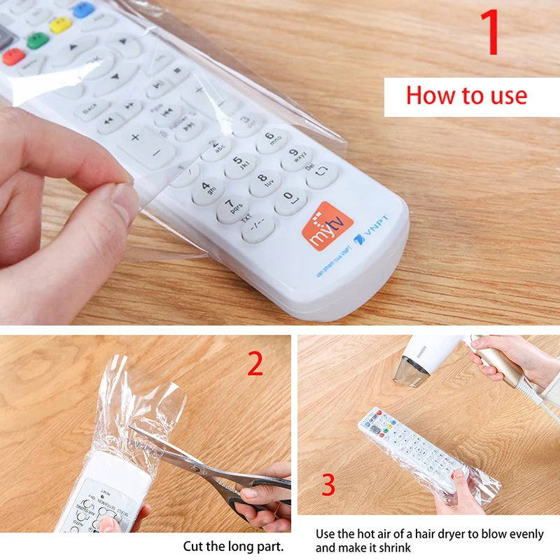5pcs/set Heat Shrink Film Clear Video TV Air Condition Remote Control Protector Cover Home Waterproof Protective Case New | Дом и сад