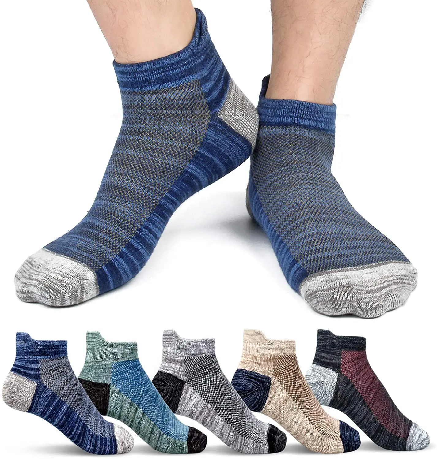 

Mens Ankle Socks Cotton Athletic Sock Moisture Wicking Sports Socks Non-Slip Breathable Running Socks for Men (5 Pairs)
