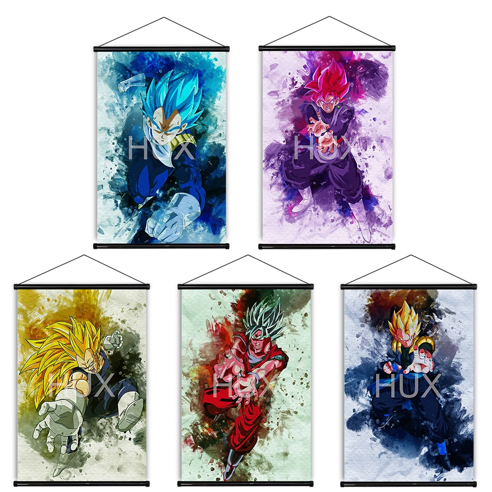 

Japanese Anime Dragon Ball Z Goku Vegeta Creative Ink And Wash Style Posters Home Decor Pictures Prints Scroll Canvas Painting