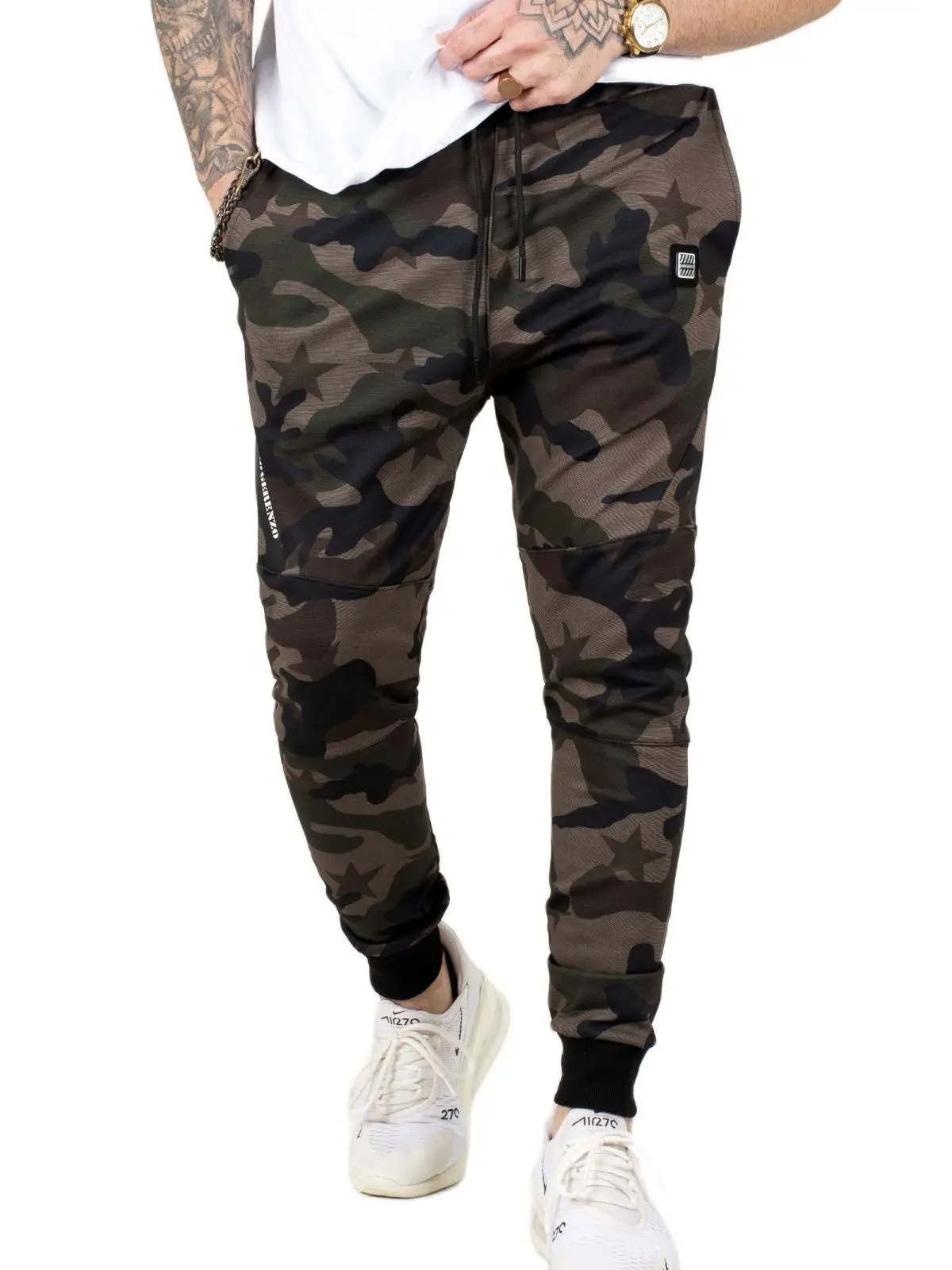 

DeepSEA Male Khaki Beli Rubber and Laced Camouflage Sweatpants Joggers Slim Fit Lycra Cotton Four Seasons 2108013