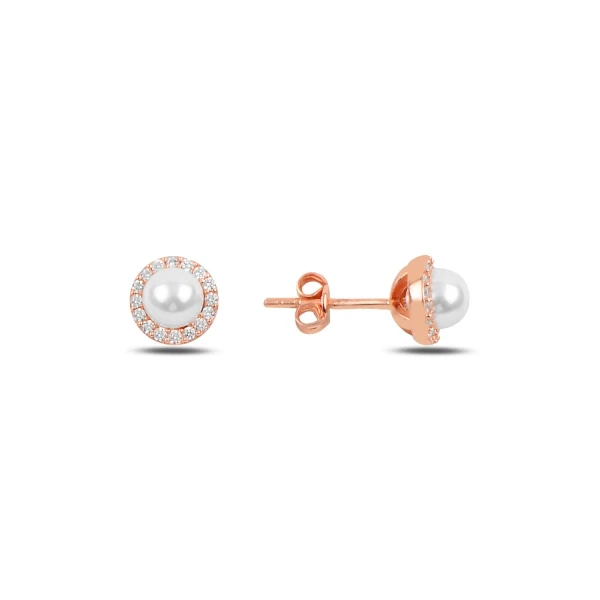 

925 Sterling Silver Rose Gold Plated Pearl Earrings Fine Jewelry Exclusive And High Quality Elegance Product For Gift 2021 Lux