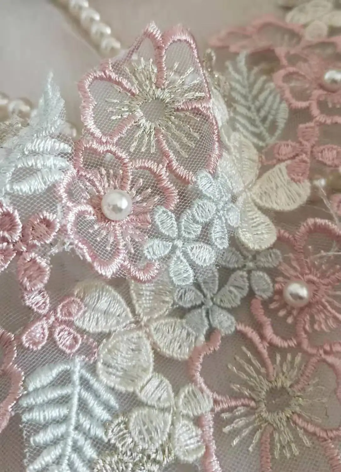 3 ярда милая кружевная отделка Цветной Цветок макарон вышитый жемчугом кружево