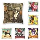 Наволочка для подушки в стиле ретро Бостон-терьер