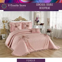 100 cotton Fabric Double Bed Cover Suit Quilt Blankets Pique Team Ruched Embroidered Dowries Plaid Pillow 4 Piece bed cover headboards colchas para cama queen beds colchas para cama headboard bed