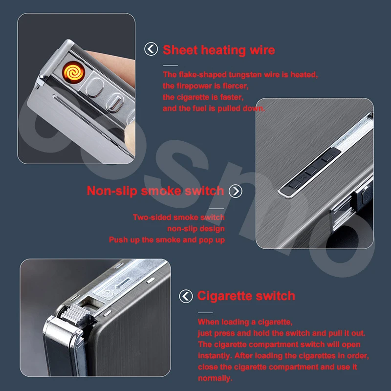 Сигареты USB электрические зажигалки тонкая алюминиевая металлическая