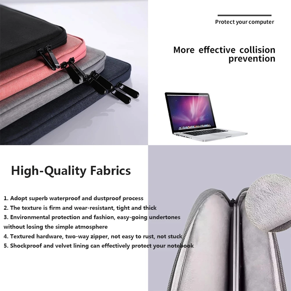 waterproof laptop bag 11 12 13 3 14 15 6 16 inch case for macbook air pro 2020 2019 mac computer fabric sleeve cover accessories free global shipping
