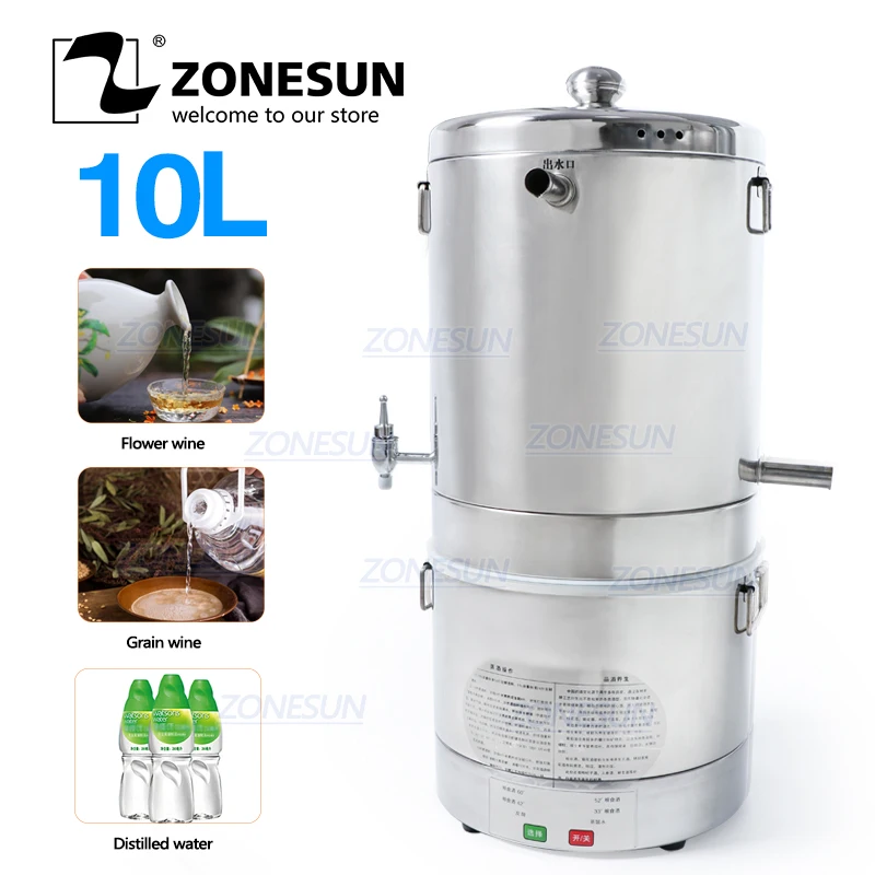 Дистиллятор ZONESUN 10L для домашнего пивоварения цветочных зерен фруктов вина